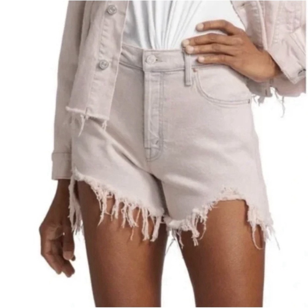 NWT Mother Superior Ultra High Waist Tomcat Kick Fray Short 24 Dunked In Trouble